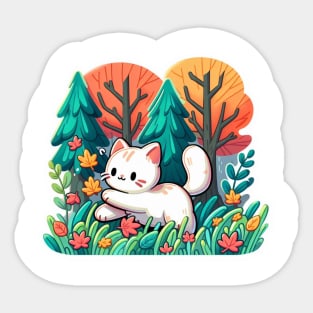 kitty in the woods Sticker